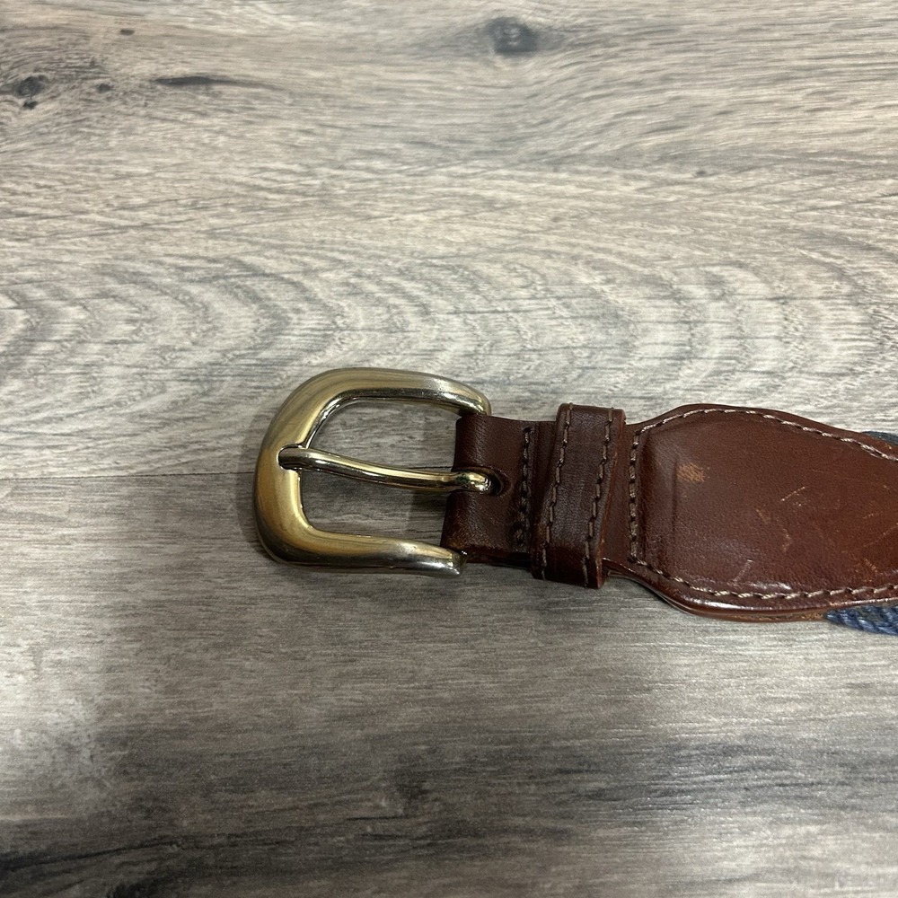 Tuttle Golf Woven Braided Leather Cord Belt Blue Italy (36) Men's Size 28-30 - Picture 5 of 6